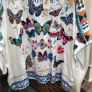 Johnny was vanny satin butterfly blouse